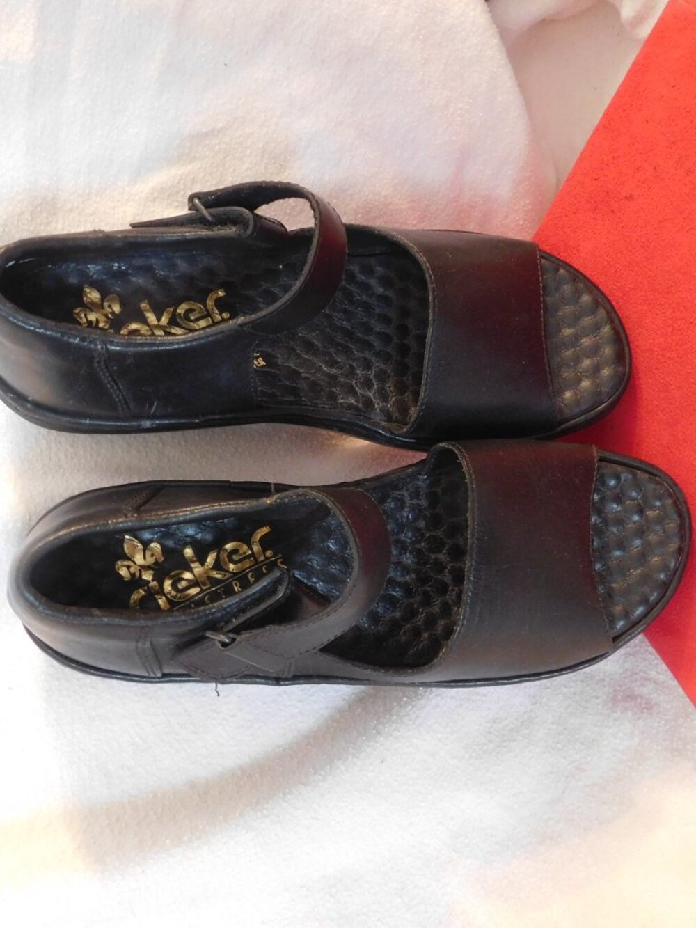 Ladies Rieker Antistress Black Leather Sandals